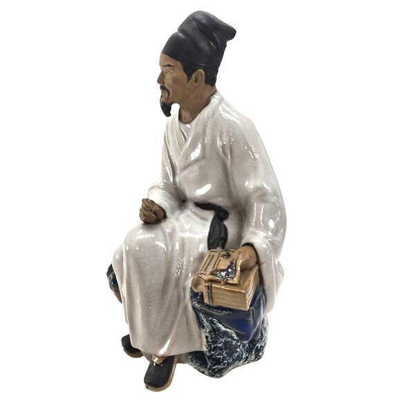 Chinese Scholar of Medicine Figurine Mudman Ceramic Statue Li Shizhen JE391 - Picture 5 of 12